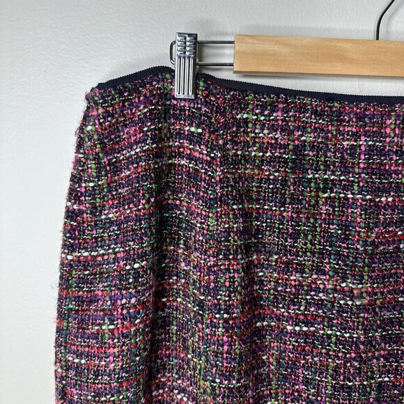 TALBOTS Knee Length Skirt Size 14W Black Pink Tweed Wool Blend Textured Flare - Picture 3 of 13